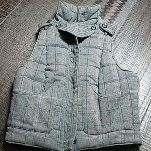 Guess Jeans Gray/Blue/Green Plaid Quilt Vest